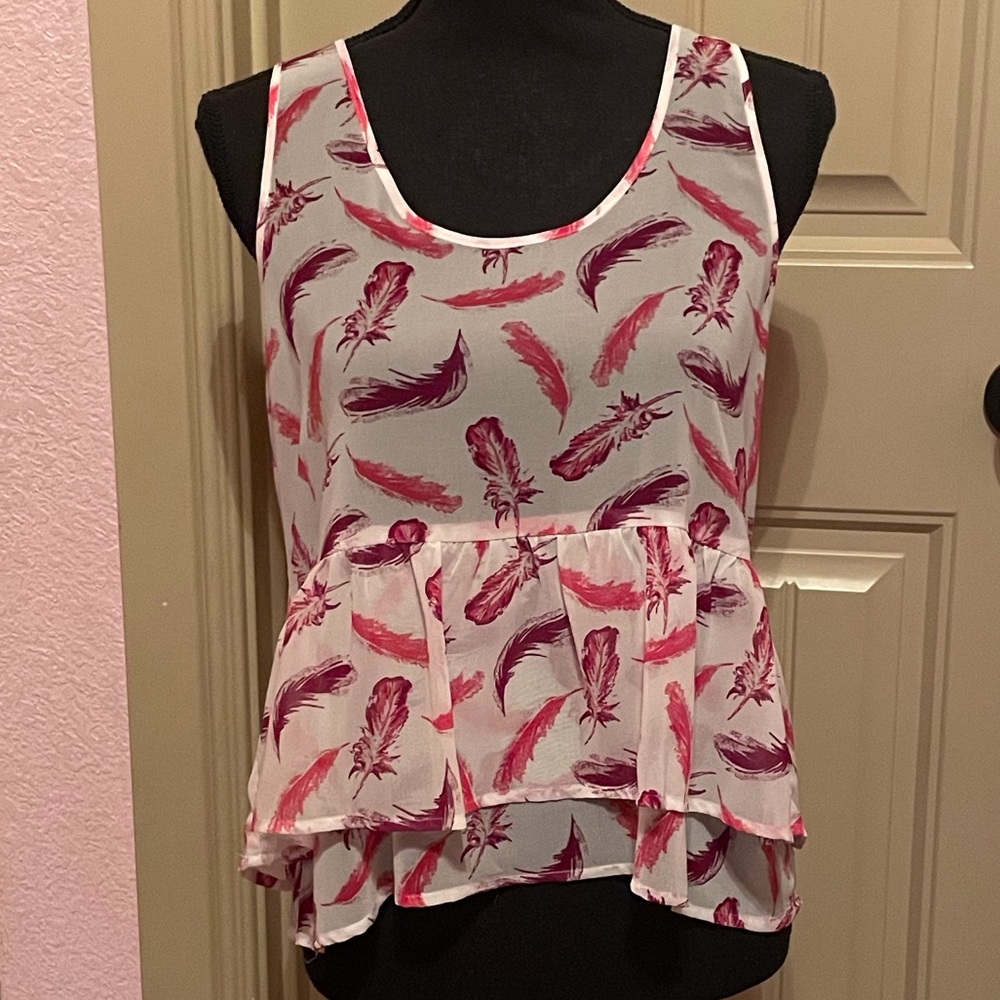 Kina White Tank Top with Feathers